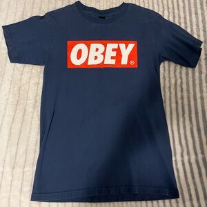 Obey Blue and Red Short Sleeve Tee